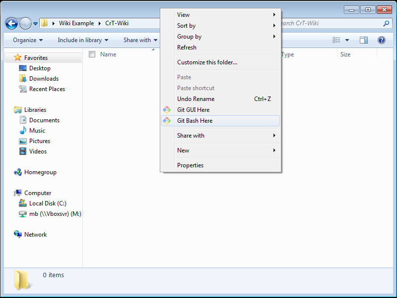 Explorer context menu with gitBash option selected